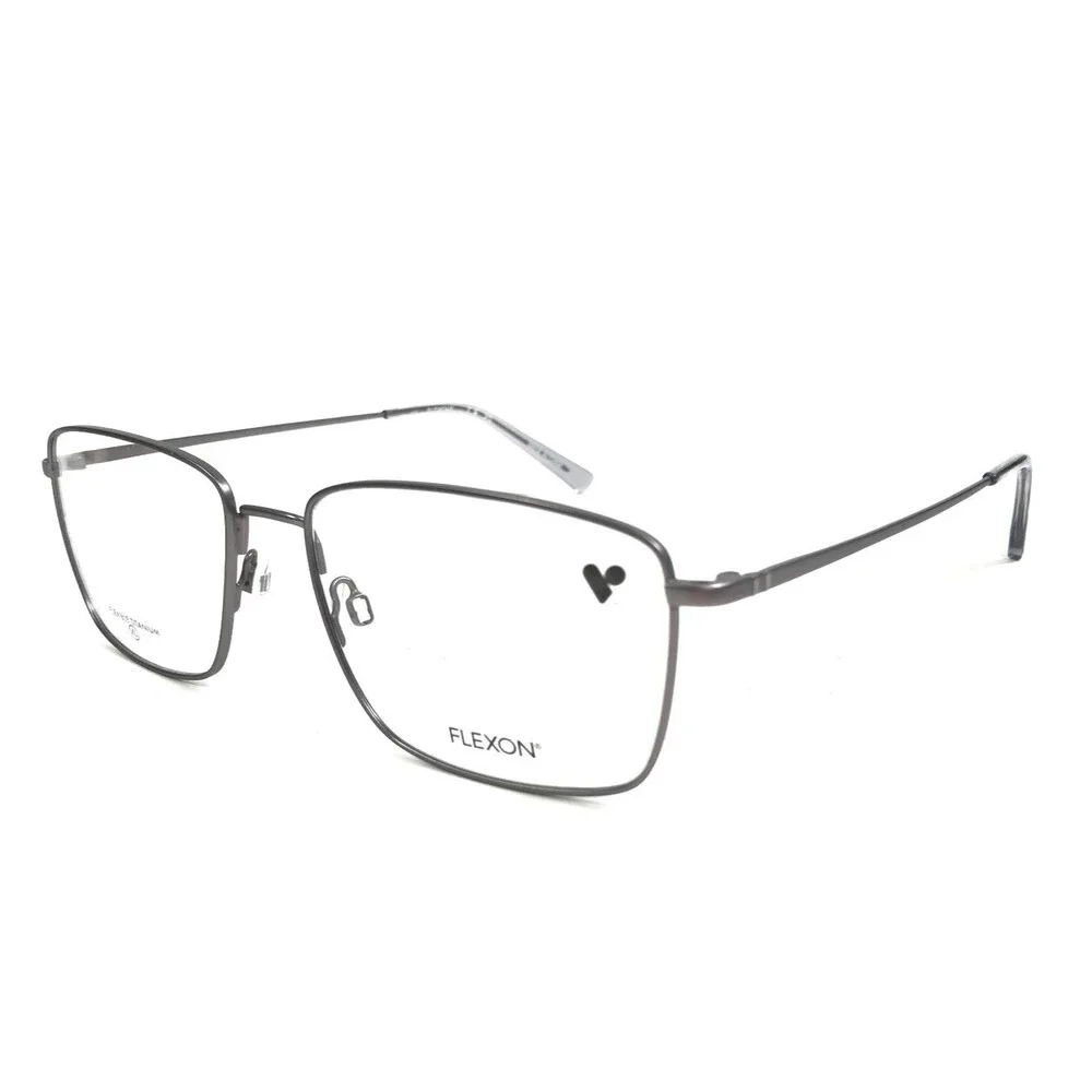 Flexon Eyeglasses Frame H6081 071 Gunmetal Rectangle Wire Rim Titanium 58-18-150